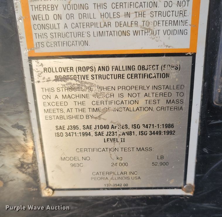 image for item DR3367 2001 Caterpillar 963C  track loader