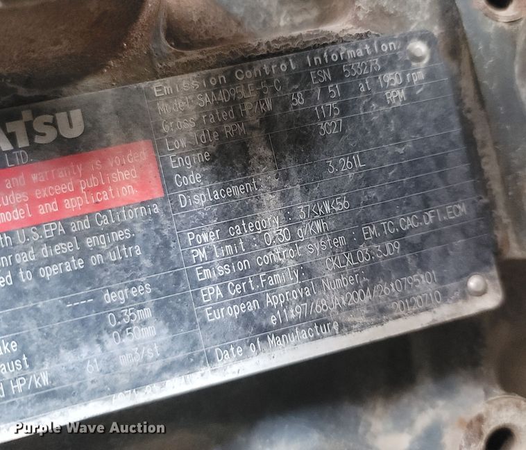 image for item DR3368 2013 Komatsu PC88MR-8  mini excavator