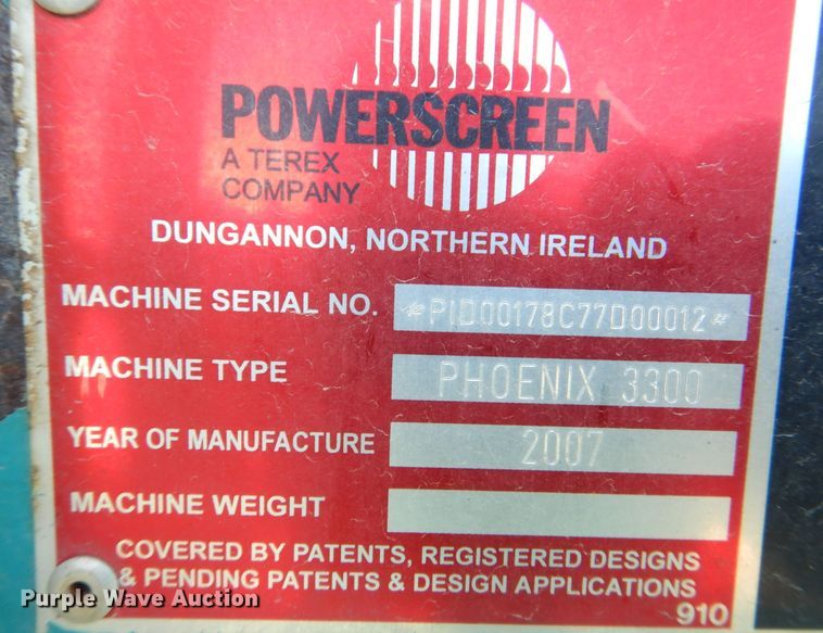 image for item DS8247 2007 Powerscreen Phoenix 3300  trommel screen