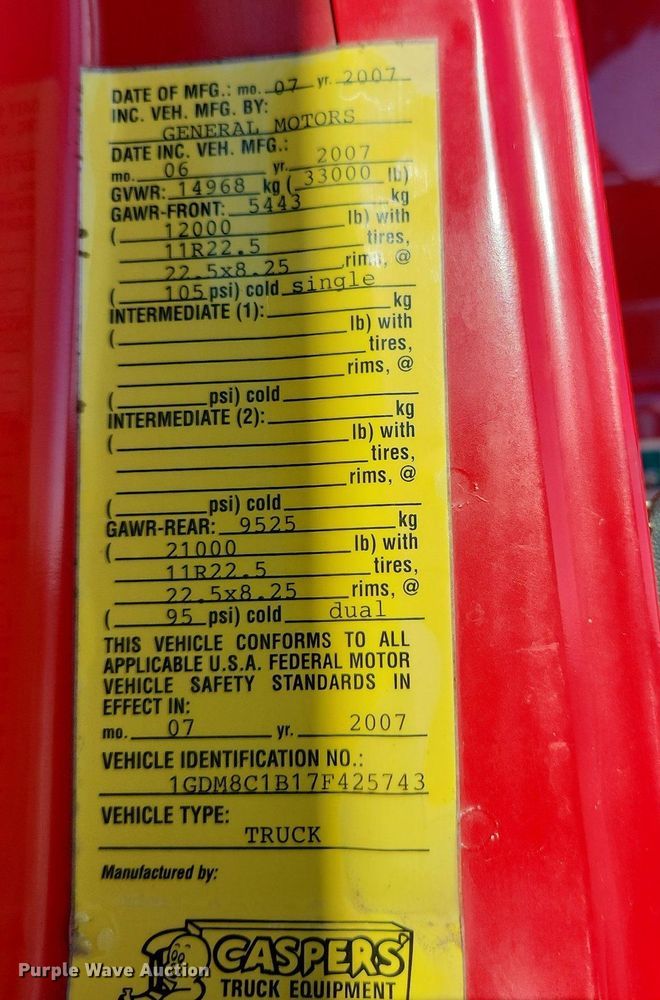 image for item EA9435 2007 GMC C8500  dump truck