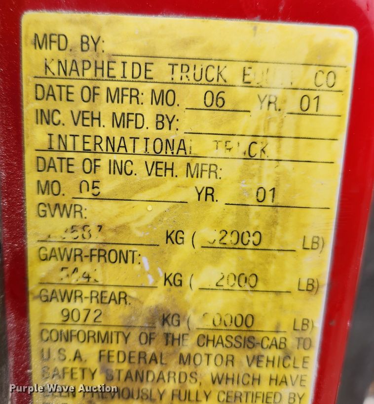 image for item JB9756 2002 International 4900  dump truck