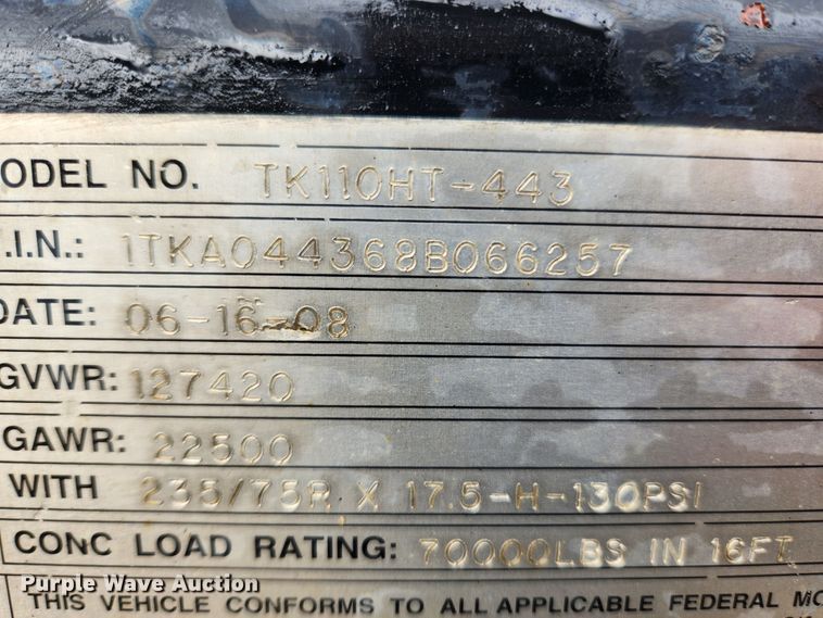 image for item JB9788 2008 Trail King TK110HT-443  drop deck trailer