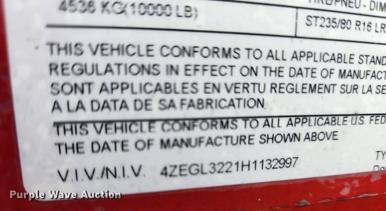 image for item JB9792 2017 Load Trail  equipment trailer