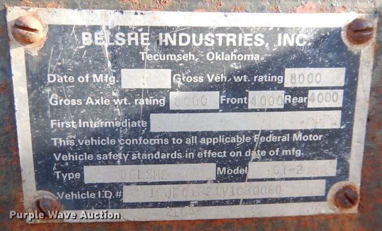 image for item JK9063 1997 Belshe CT-2  equipment trailer