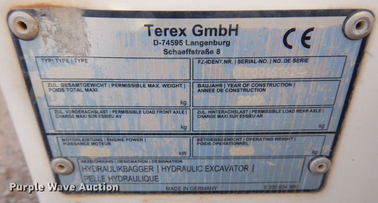 image for item JL9791 2010 Terex TC16  mini excavator