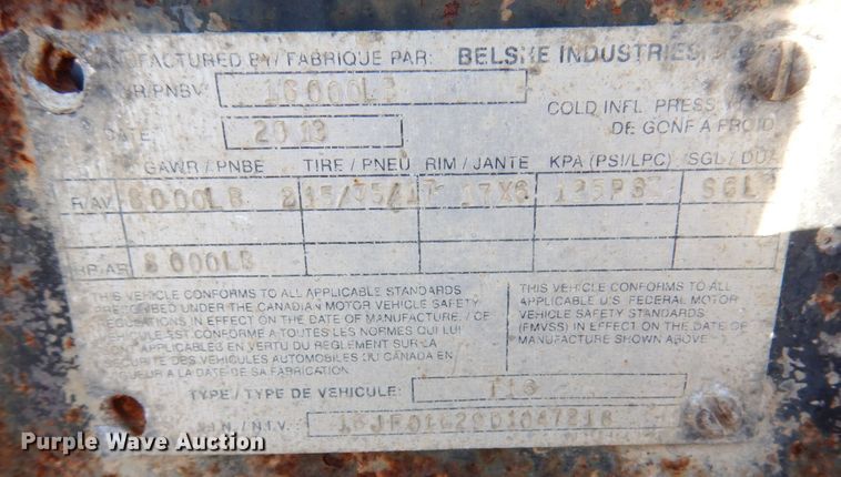 image for item JL9807 2013 Belshe T162EP  equipment trailer