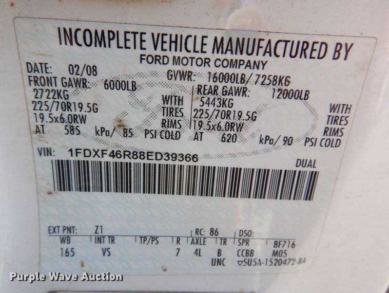 image for item JL9812 2008 Ford F450 Super Duty XL  utility / service truck