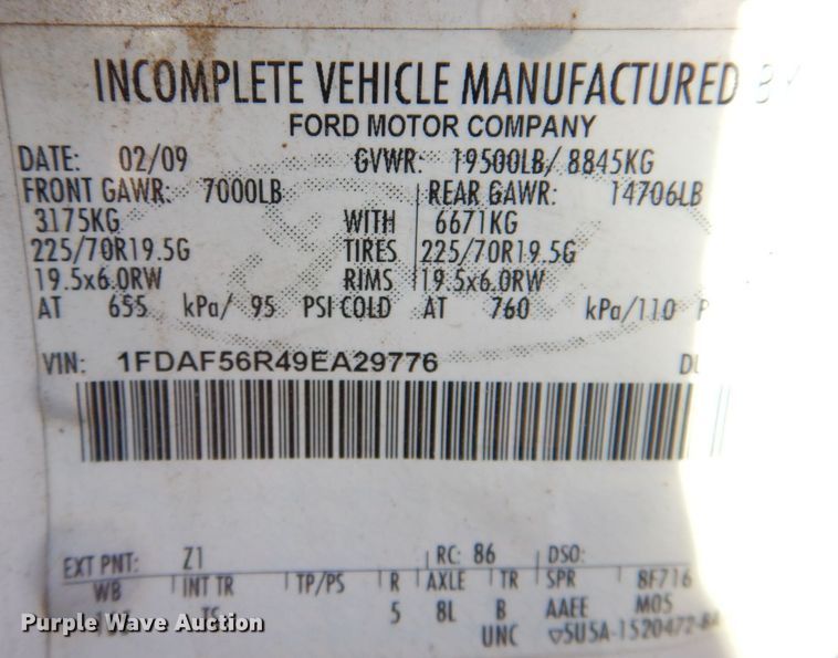 image for item JL9813 2009 Ford F550 Super Duty XL  utility / service truck