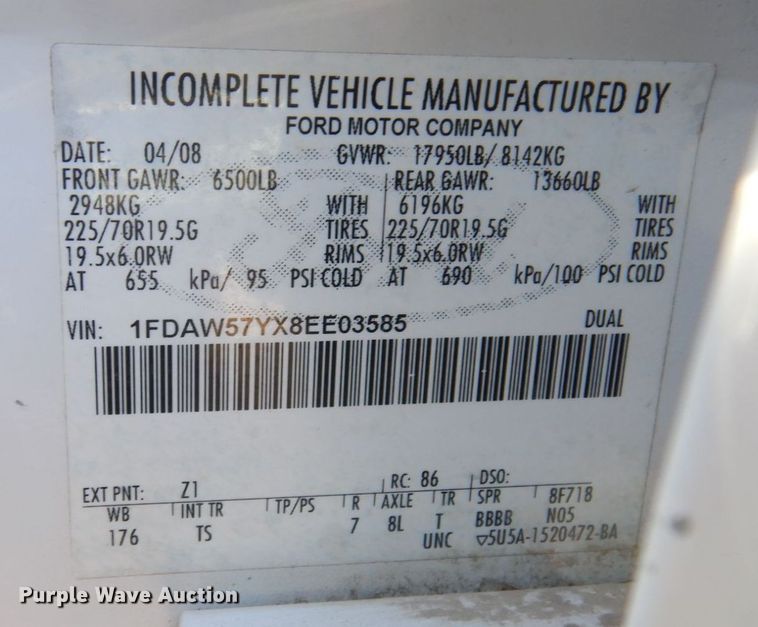 image for item JL9814 2008 Ford F550 Super Duty XL  utility / service truck