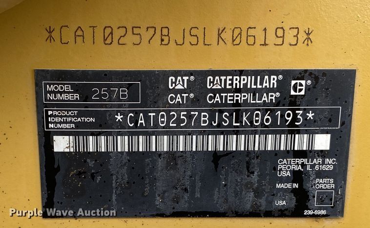image for item JW9306 2007 Caterpillar 257B  tracked skid steer loader