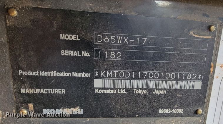 image for item KB9933 2012 Komatsu D65WX-17  dozer