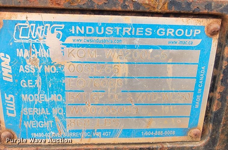 image for item KB9939 2007 Komatsu WA200-5  wheel loader