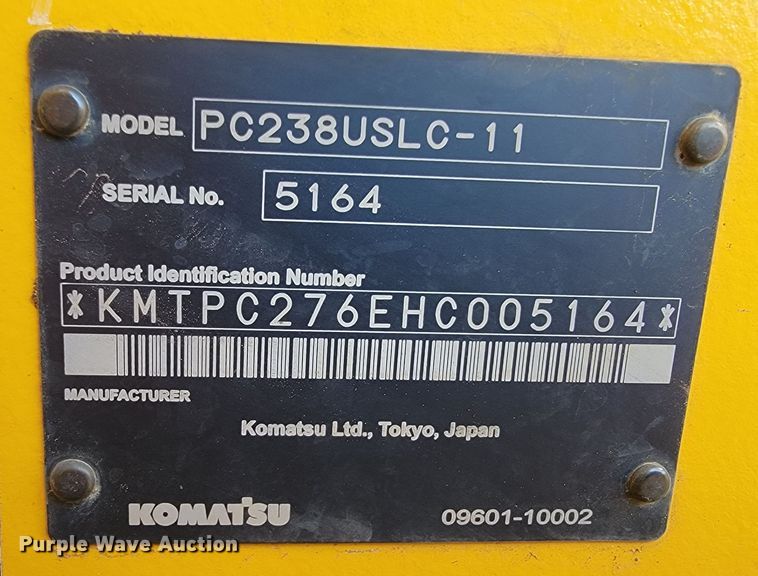 image for item KB9940 2018 Komatsu PC238USLC-11  excavator