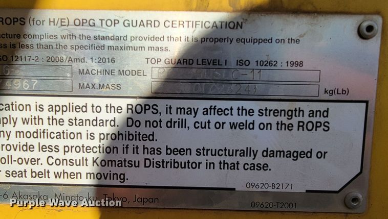 image for item KB9940 2018 Komatsu PC238USLC-11  excavator