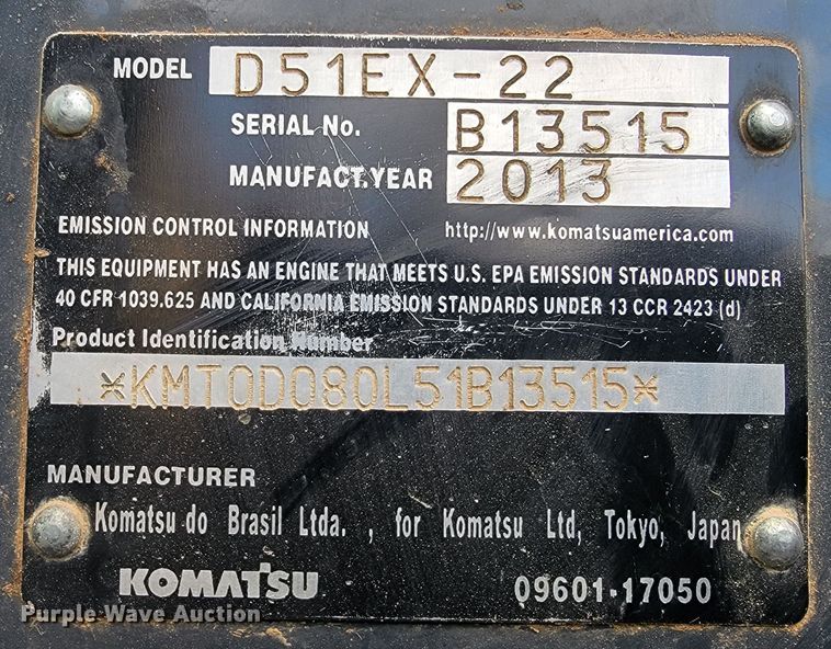 image for item KB9944 2014 Komatsu D51EX-22  dozer
