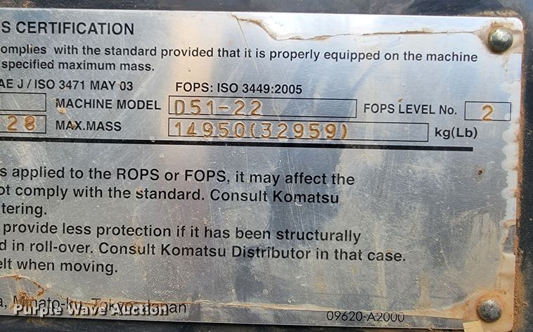 image for item KB9944 2014 Komatsu D51EX-22  dozer