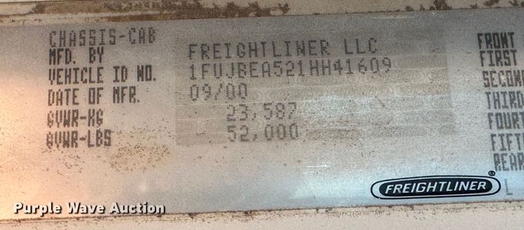 image for item KC9398 2001 Freightliner FLS112  vacuum truck