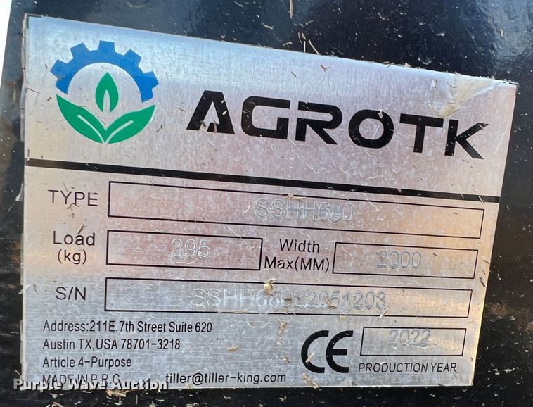 image for item KF9740 2022 Agrotk 680  skid steer breaker