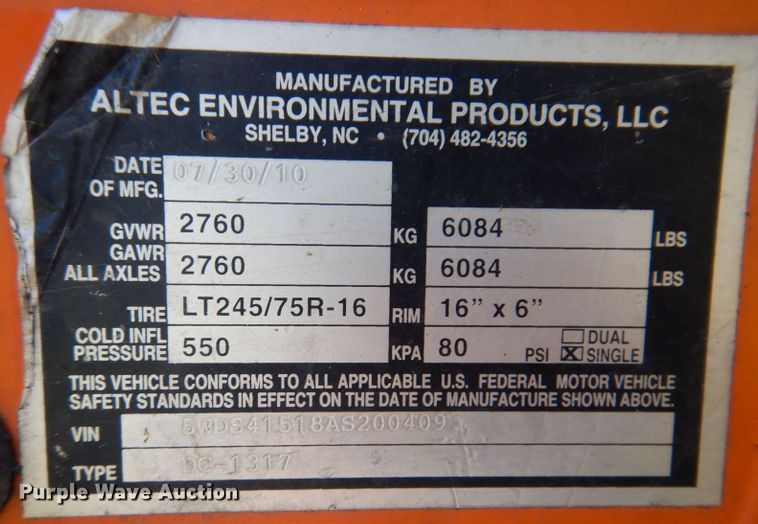 image for item KW9511 2010 Altec DC1317  wood chipper