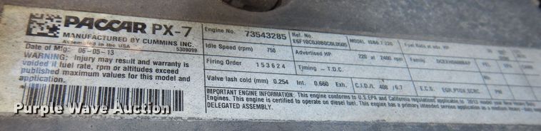 image for item KW9766 2014 Kenworth T370  truck cab and chassis