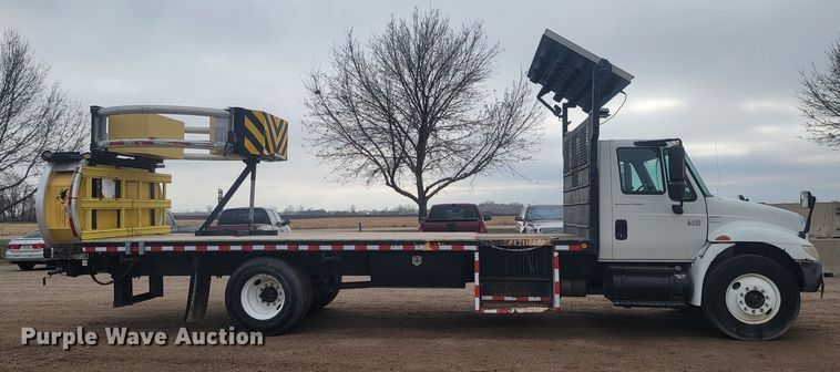 image for item LL9691 2006 International 4300  flatbed truck with crash attenuator