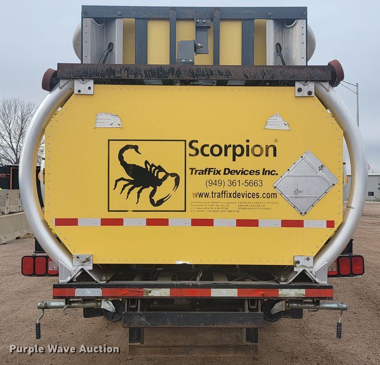 image for item LL9691 2006 International 4300  flatbed truck with crash attenuator