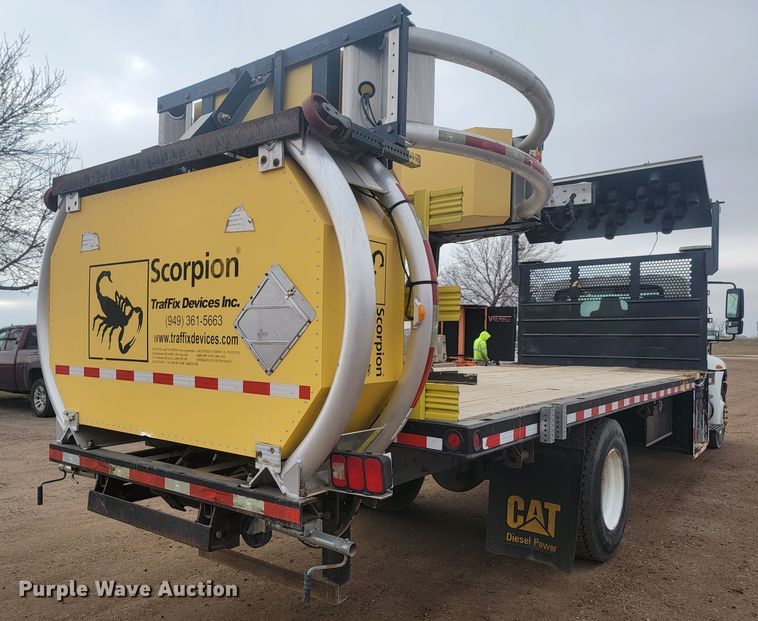 image for item LL9691 2006 International 4300  flatbed truck with crash attenuator