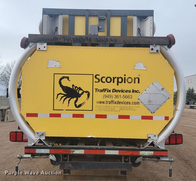 image for item LL9691 2006 International 4300  flatbed truck with crash attenuator