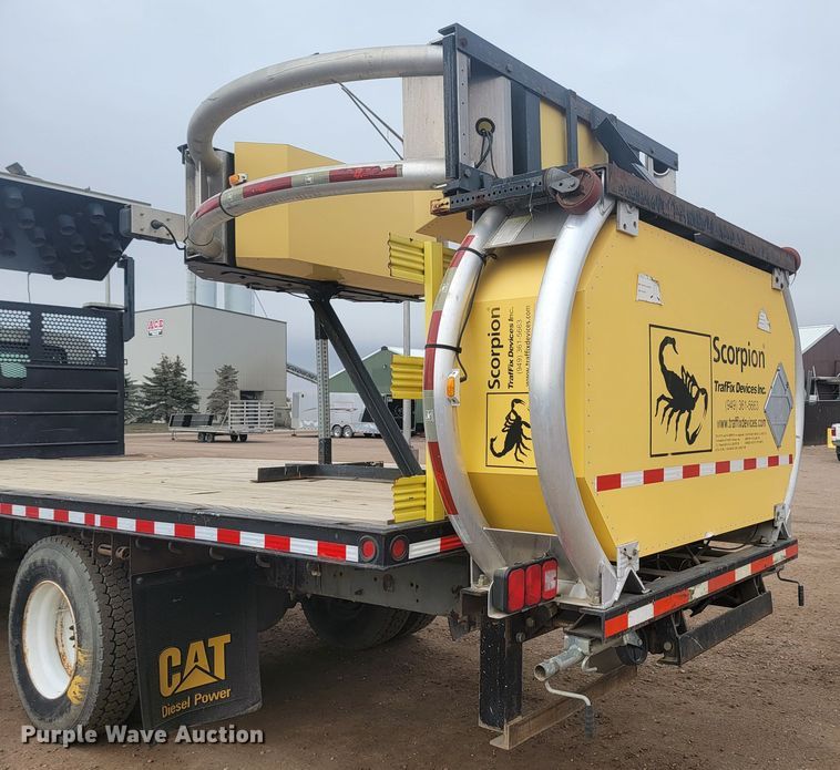 image for item LL9691 2006 International 4300  flatbed truck with crash attenuator