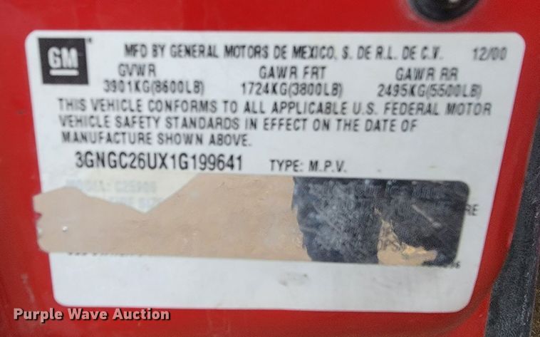 image for item LL9713 2001 Chevrolet Suburban  SUV