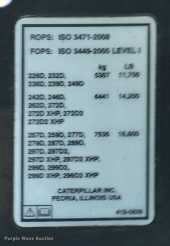 image for item LL9746 2016 Caterpillar 262D  skid steer loader