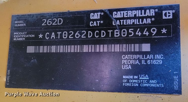 image for item LL9746 2016 Caterpillar 262D  skid steer loader