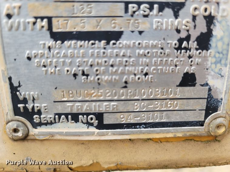 image for item LN9760 1994 Butler Trailers BC-3160  reel trailer