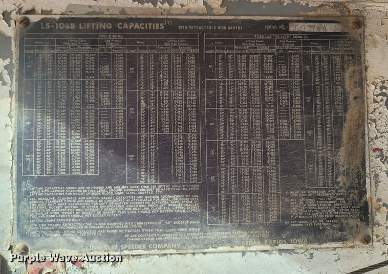 image for item LN9785 1969 Link Belt LS108B  crane