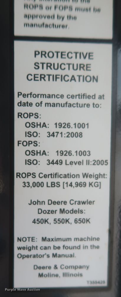 image for item LP9037 2018 John Deere 650K LGP  dozer