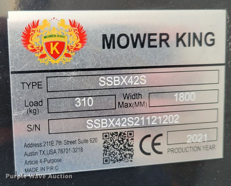 image for item LY9800 2021 Mower King SSBX42S  skid steer wood chipper