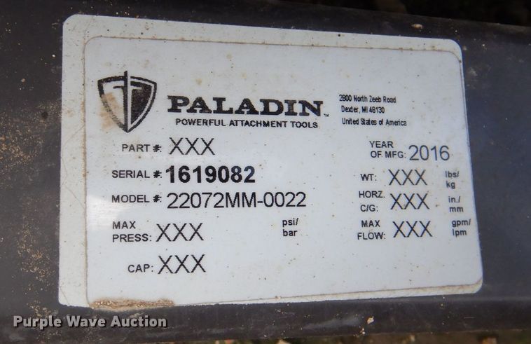 image for item MK9750 2016 Paladin 22072MM-0022  skid steer broom