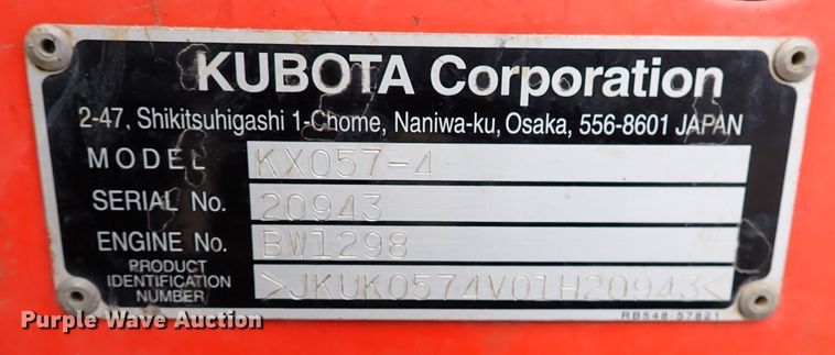 image for item DK1000 2012 Kubota KX057-4  mini excavator