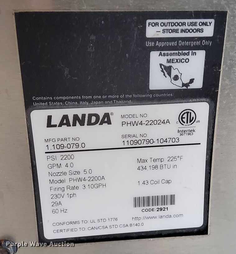image for item DN6936 Landa PHW4-22024A  pressure washer