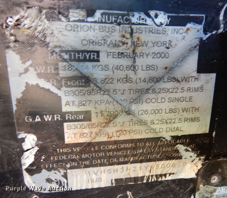 image for item DF8194 2000 Orion  shuttle bus
