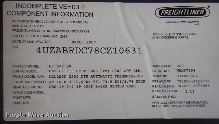 image for item DK2068 2008 Freightliner 310TS  school bus