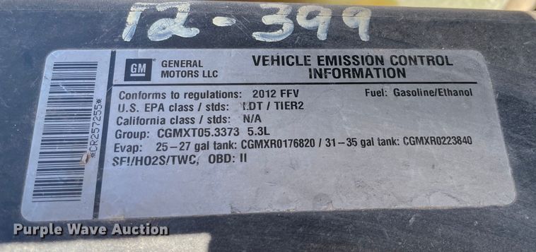 image for item DL0714 2012 Chevrolet Tahoe Police  SUV