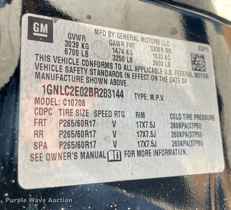 image for item DL0715 2011 Chevrolet Tahoe Police  SUV