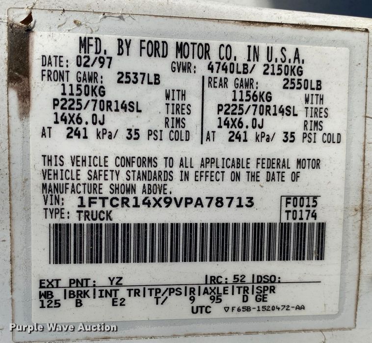 image for item DN8052 1997 Ford Ranger  SuperCab pickup truck