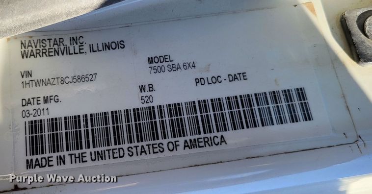 image for item DO3470 2012 International WorkStar 7500  dump truck