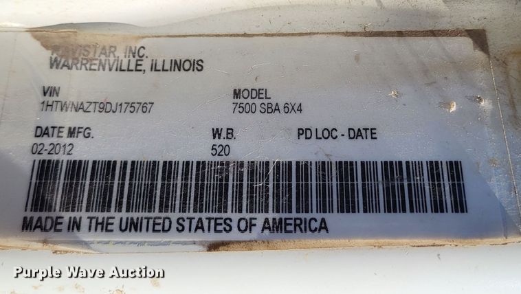 image for item DO3471 2013 International WorkStar 7500  dump truck