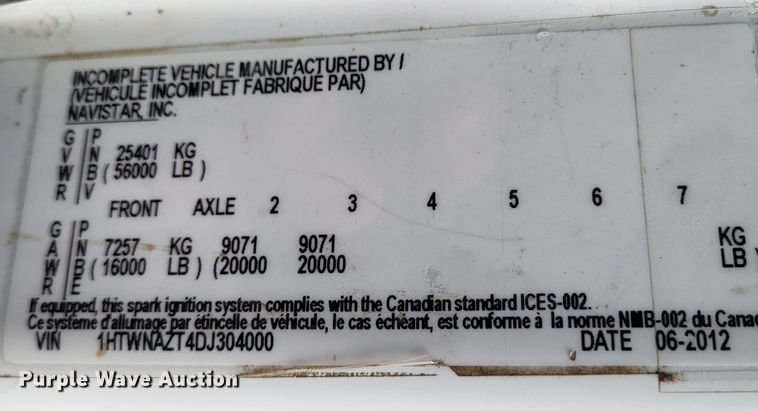 image for item DO3472 2013 International WorkStar 7500  dump truck