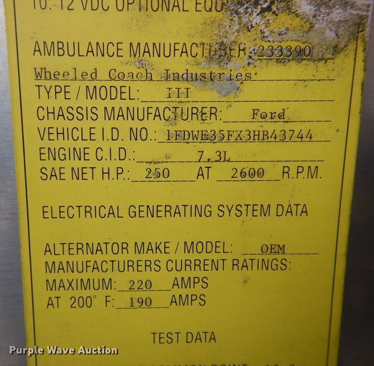 image for item DP0422 2003 Ford E350 Super Duty  ambulance