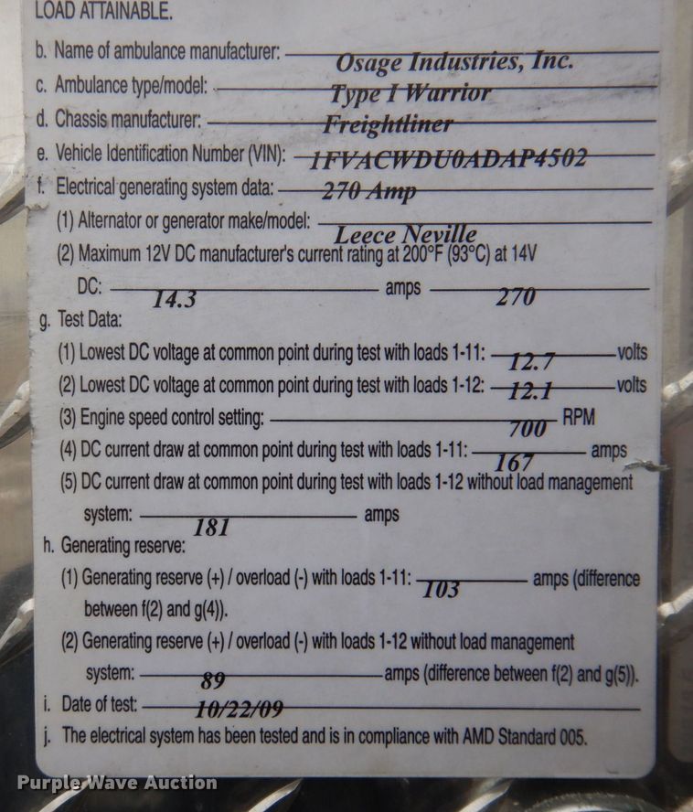 image for item DP0423 2010 Freightliner Business Class M2  ambulance