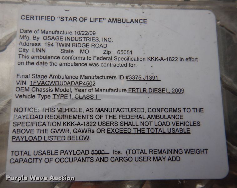 image for item DP0423 2010 Freightliner Business Class M2  ambulance